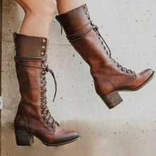 Raquel | Botas Cowboy Mujer de Cuero Caña Alta con Cordones