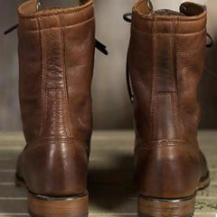 Raquel | Botas Militares de Piel con Cordones Mujer Caña Media