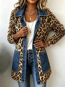 Raquel | Women's Animal Print Denim Jacket with Pockets