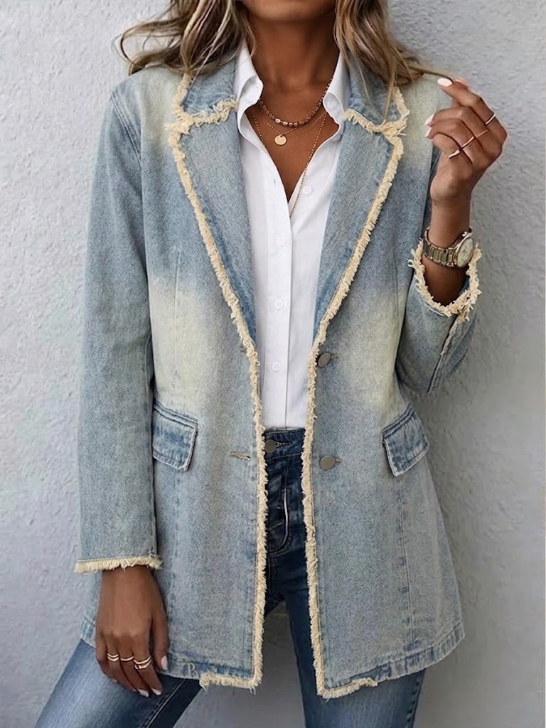 Raquel | Women's Animal Print Denim Jacket with Pockets