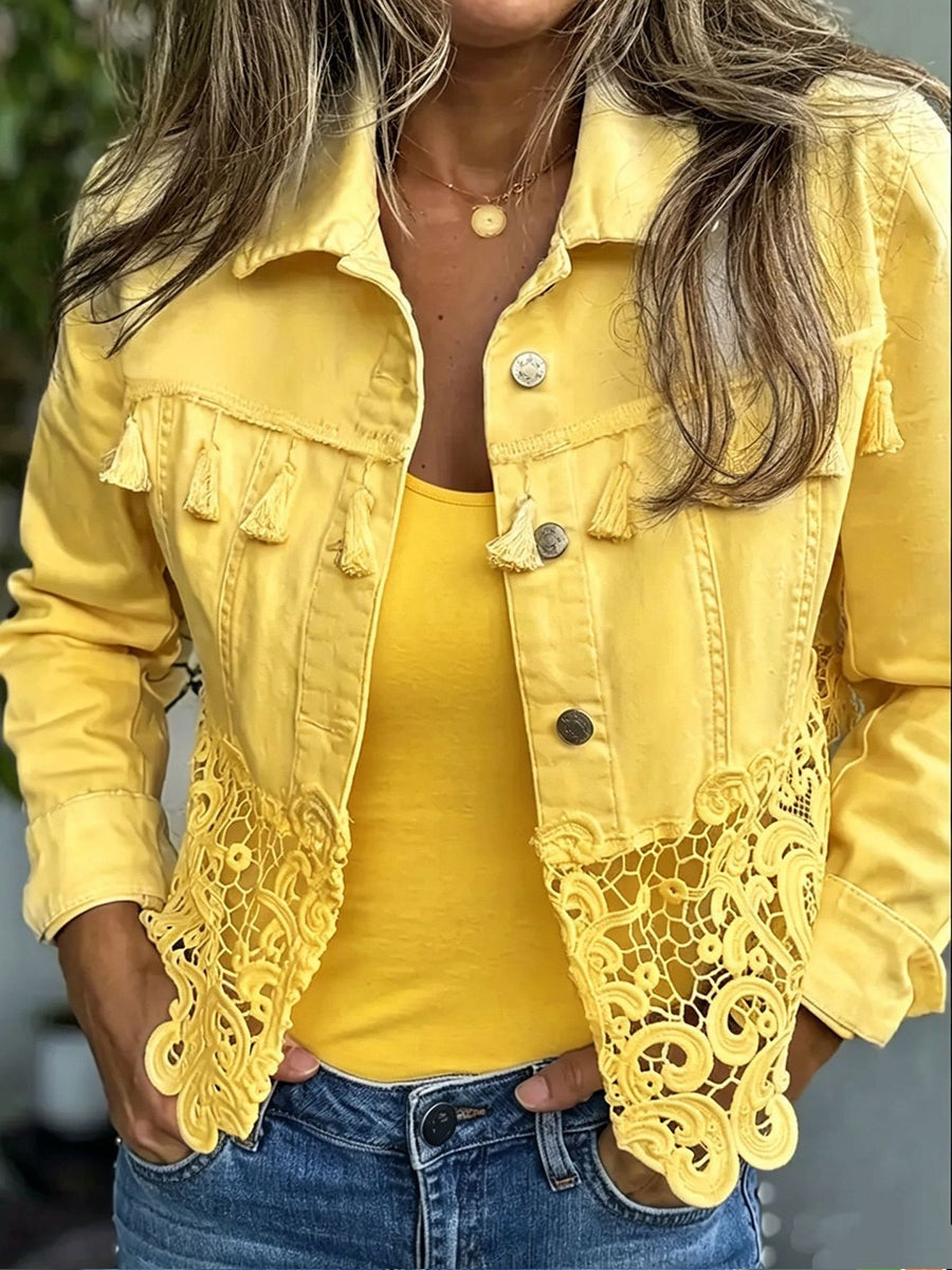 Raquel | Women's Animal Print Denim Jacket with Pockets