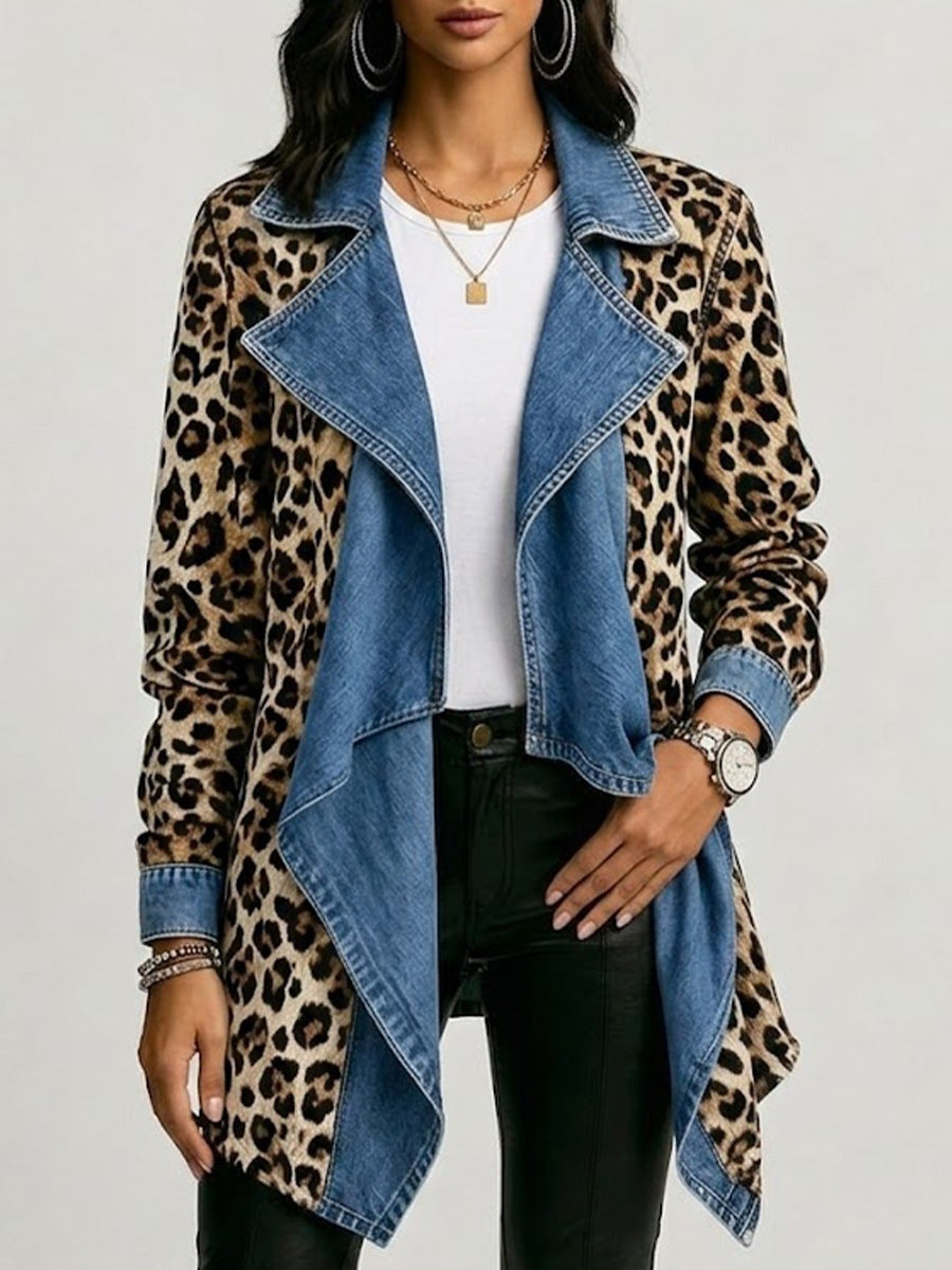 Raquel | Women's Animal Print Denim Jacket with Pockets