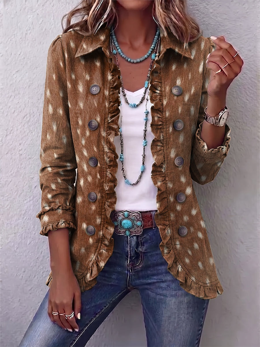 Raquel | Women's Animal Print Denim Jacket with Pockets