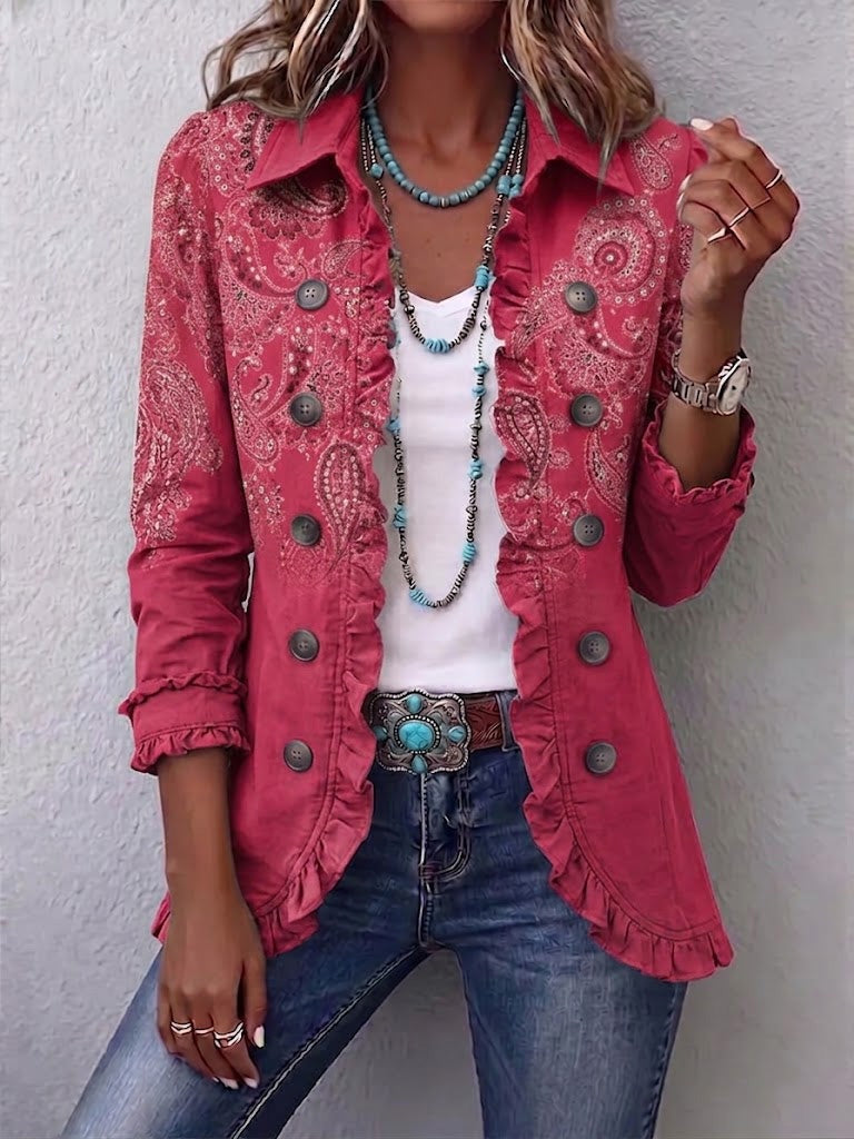 Raquel | Women's Animal Print Denim Jacket with Pockets