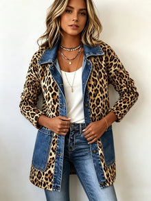 Raquel | Women's Animal Print Denim Jacket with Pockets