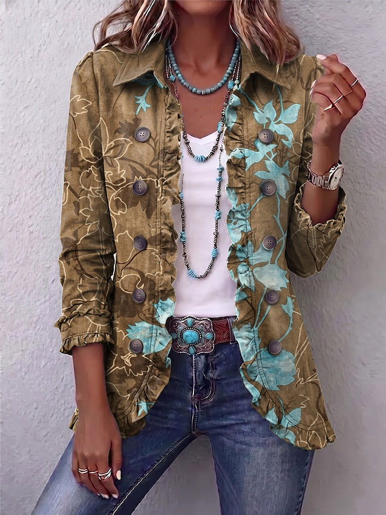 Raquel | Women's Animal Print Denim Jacket with Pockets