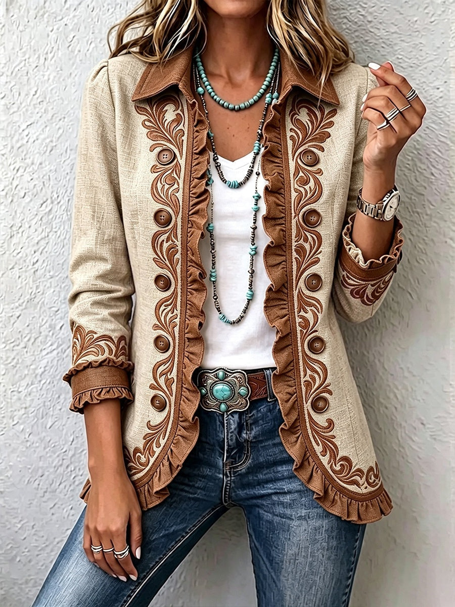 Raquel | Women's Animal Print Denim Jacket with Pockets
