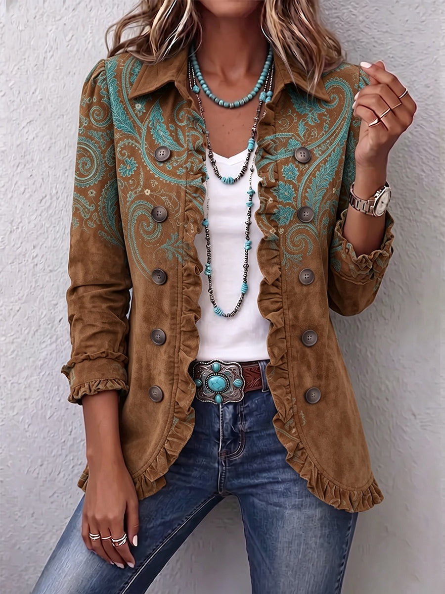 Raquel | Women's Animal Print Denim Jacket with Pockets