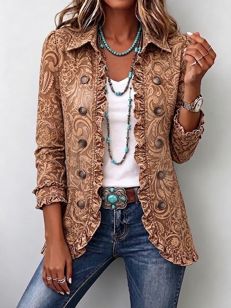 Raquel | Women's Animal Print Denim Jacket with Pockets