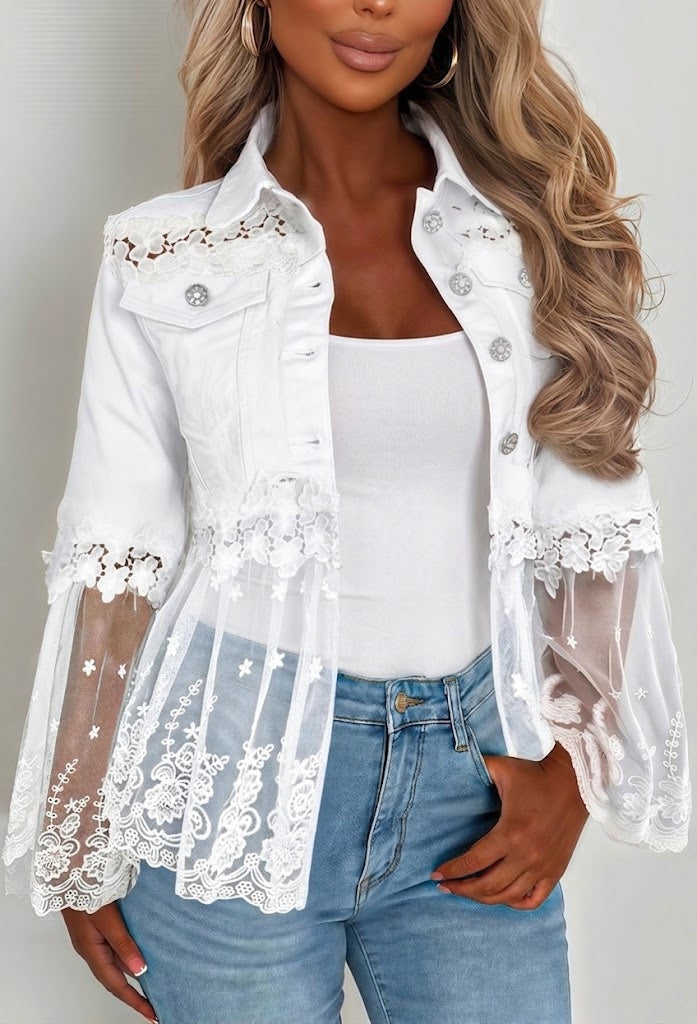 Raquel | Women's Animal Print Denim Jacket with Pockets