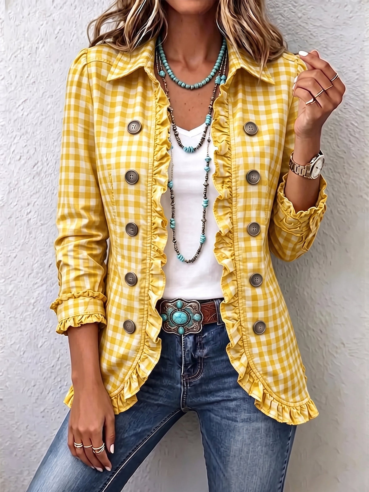 Raquel | Women's Animal Print Denim Jacket with Pockets