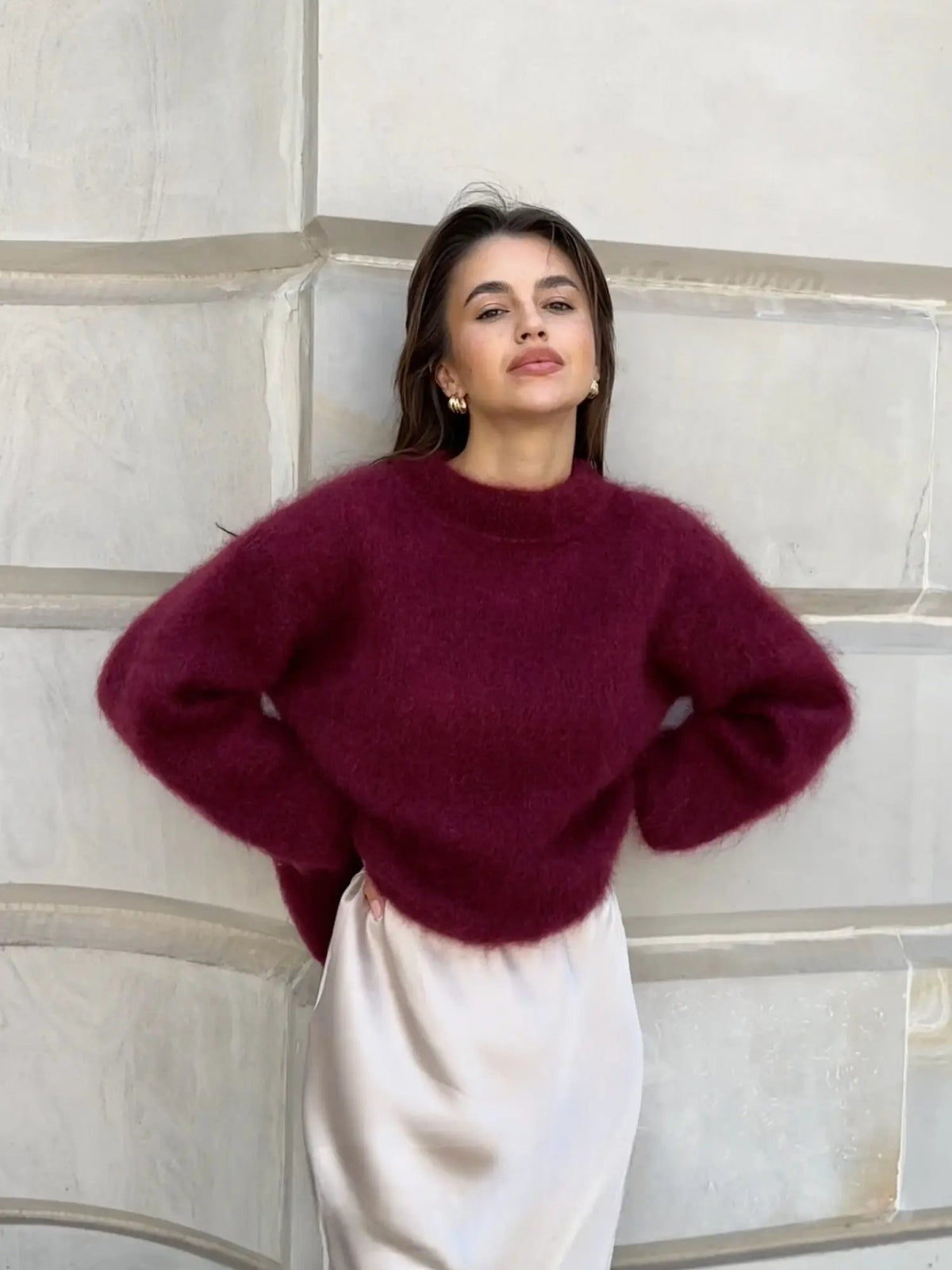 Raquel | Jersey de Mohair Mujer Cuello Redondo Oversize