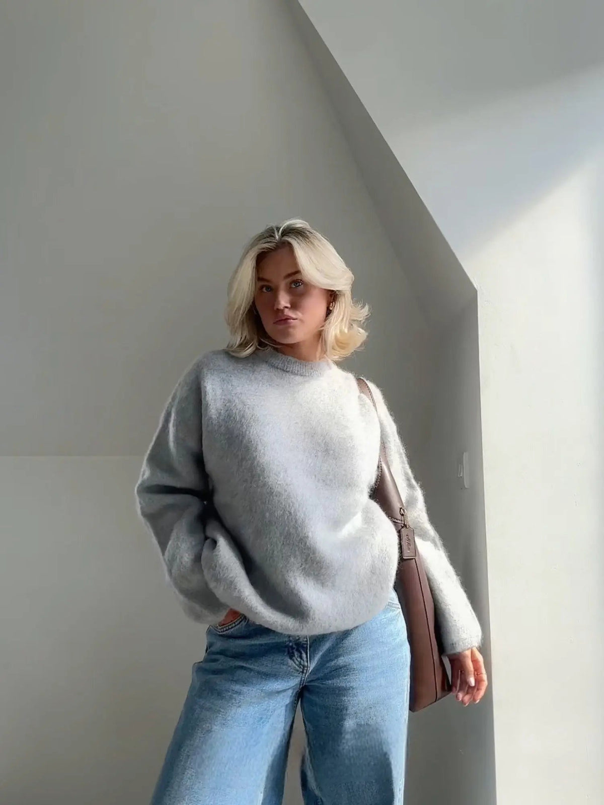 Raquel | Jersey de Mohair Mujer Cuello Redondo Oversize