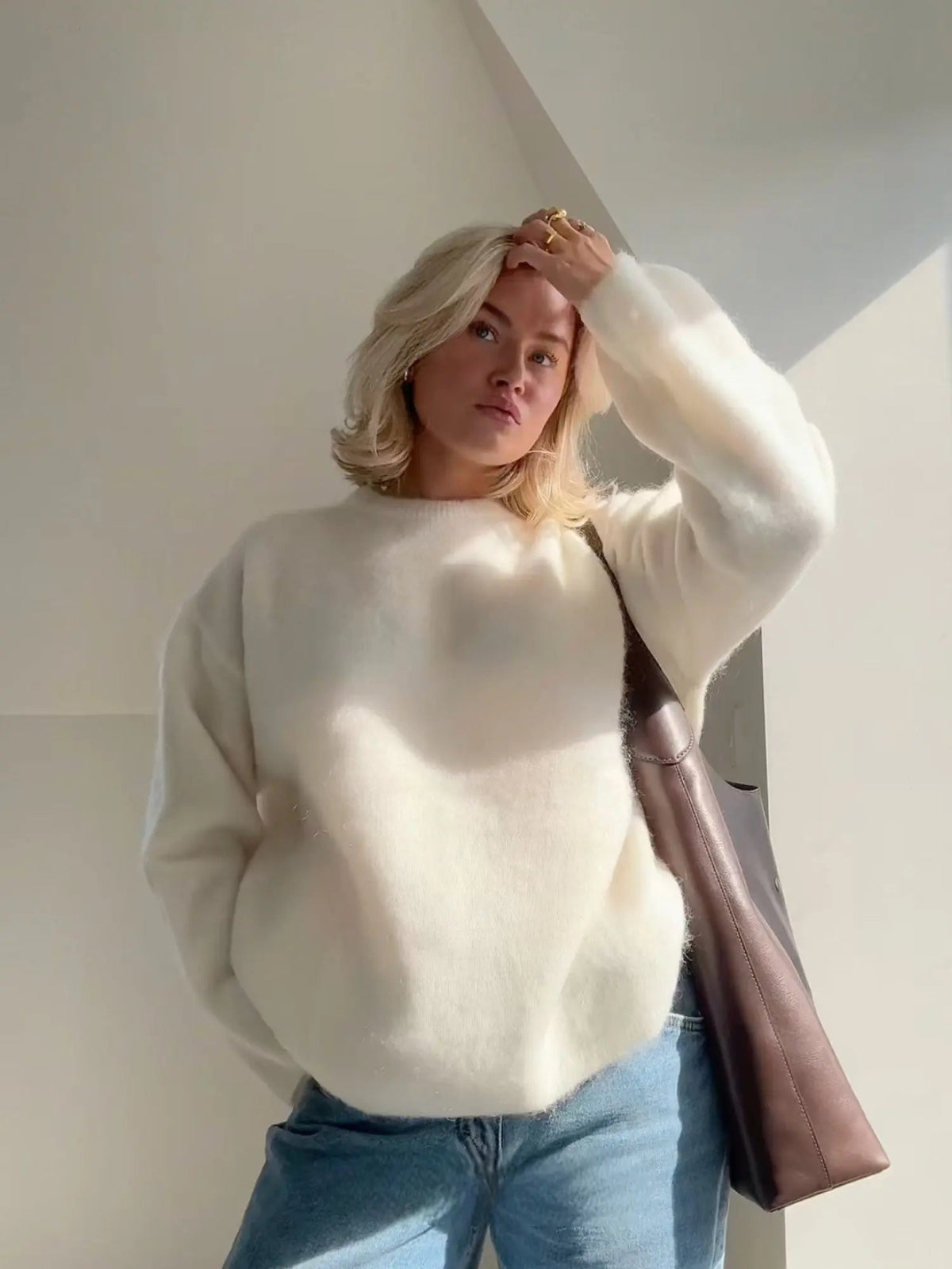 Raquel | Jersey de Mohair Mujer Cuello Redondo Oversize