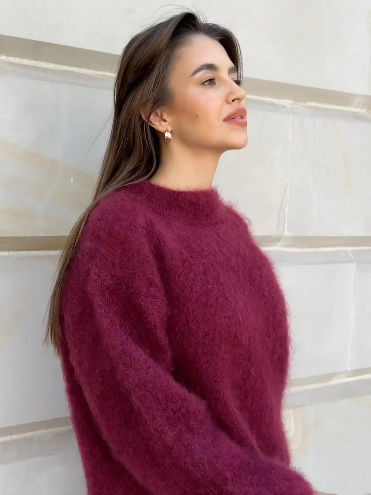 Raquel | Jersey de Mohair Mujer Cuello Redondo Oversize