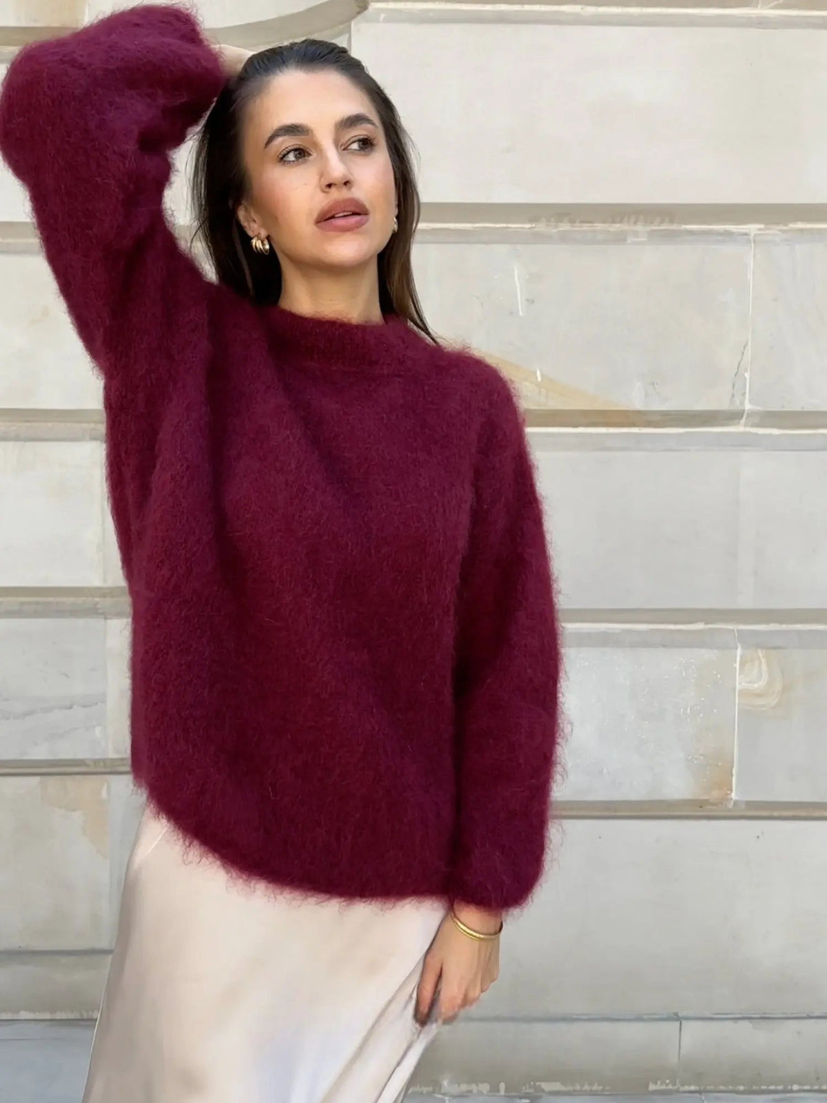 Raquel | Jersey de Mohair Mujer Cuello Redondo Oversize