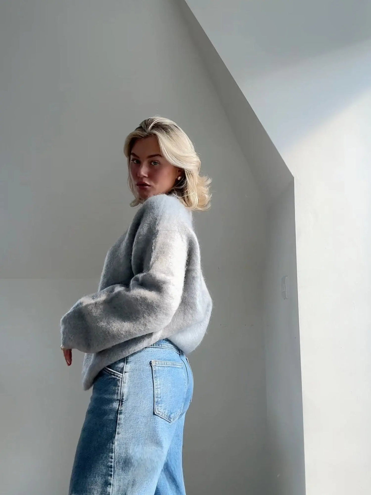 Raquel | Jersey de Mohair Mujer Cuello Redondo Oversize