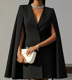 Raquel | Vestido Blazer Corto Manga Capa Mujer Escote V Doble Botonadura