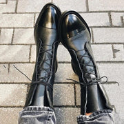 Rebeca | Botines de Piel con Cordones Mujer Planos Caña Media