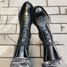 Rebeca | Botines de Piel con Cordones Mujer Planos Caña Media