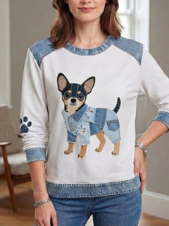 Rebeca | Sudadera Gráfica sin Capucha Mujer Estampado Perro