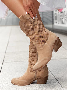 Rocío | Botas Cowboy Mujer Ante Perforado Caña Media