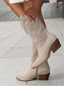 Rocío | Botas Cowboy Mujer Ante Perforado Caña Media