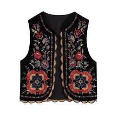 Rocío | Chaleco Bordado Boho Mujer Estampado Floral