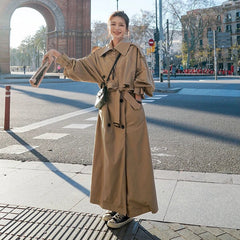 Rocío | Gabardina Larga Oversize Mujer Doble Botonadura con Cinturón
