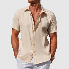 Rodrigo | Camisa de Lino de Manga Corta Hombre Texturizada