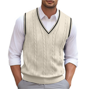 Rodrigo | Chaleco de Punto Hombre Cuello en V Cable Knit