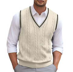 Rodrigo | Chaleco de Punto Hombre Cuello en V Cable Knit