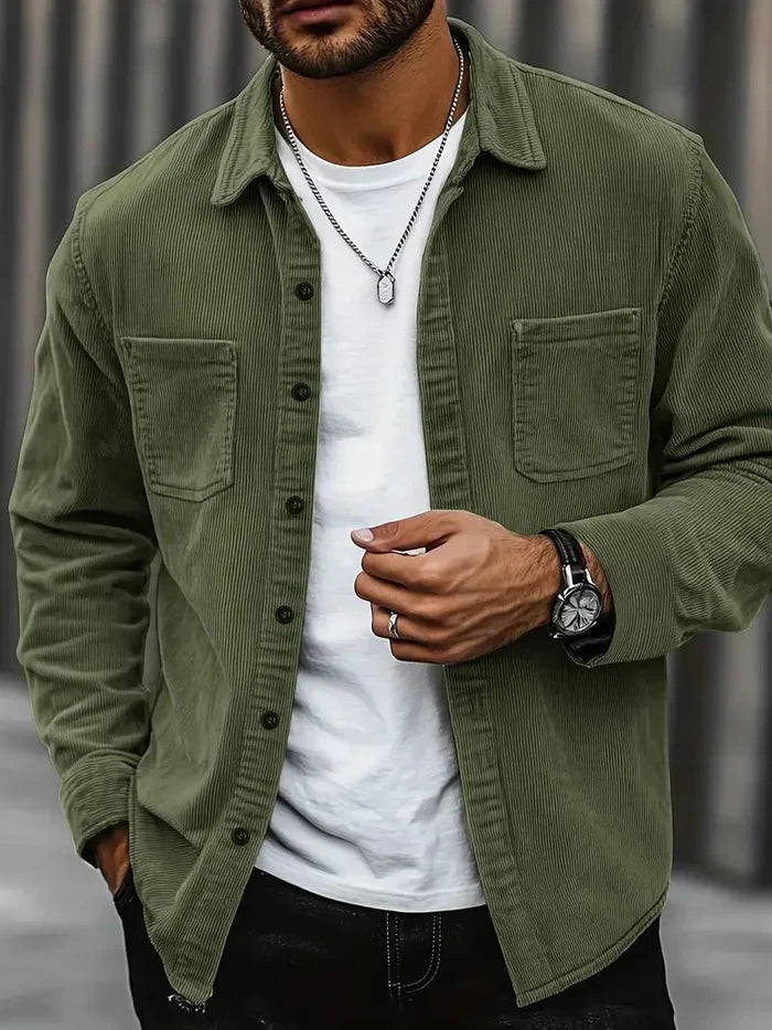 Rubén | Camisa de Pana Oversize Hombre Manga Larga Bolsillos