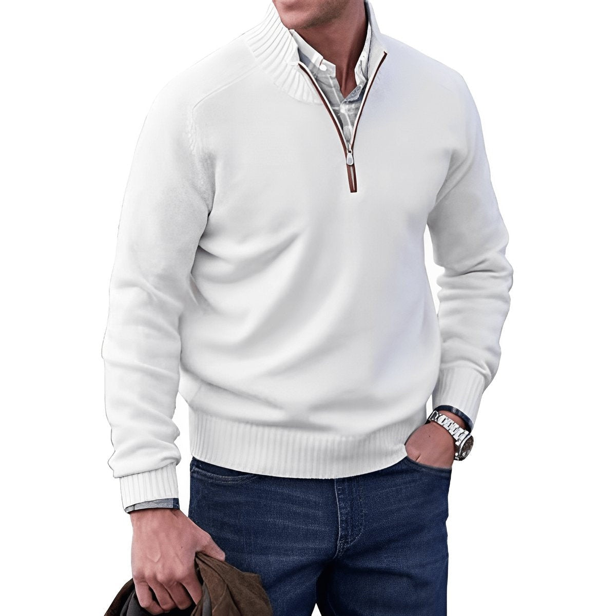 Rubén | Jersey de Punto Cuello Alto Hombre Media Cremallera