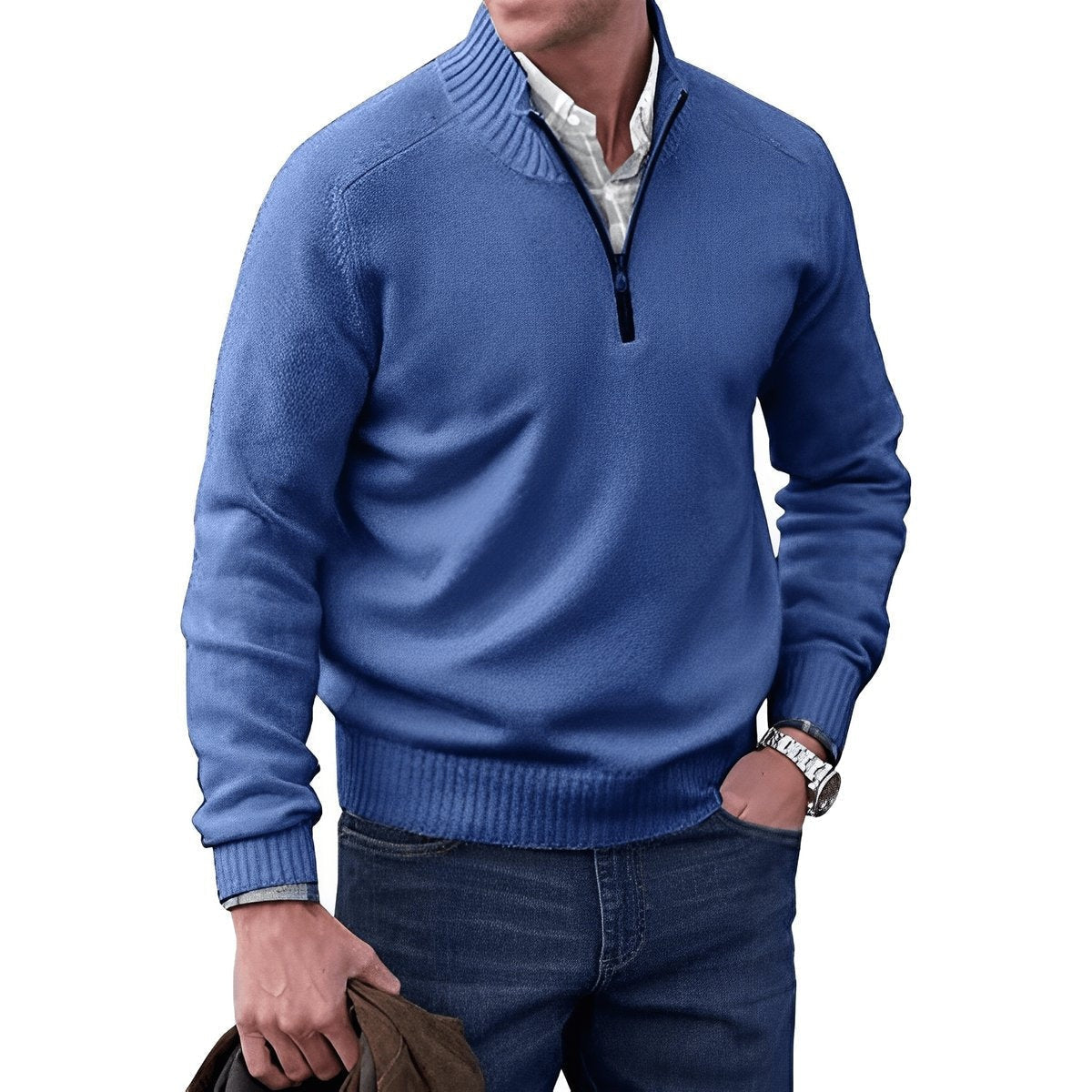 Rubén | Jersey de Punto Cuello Alto Hombre Media Cremallera