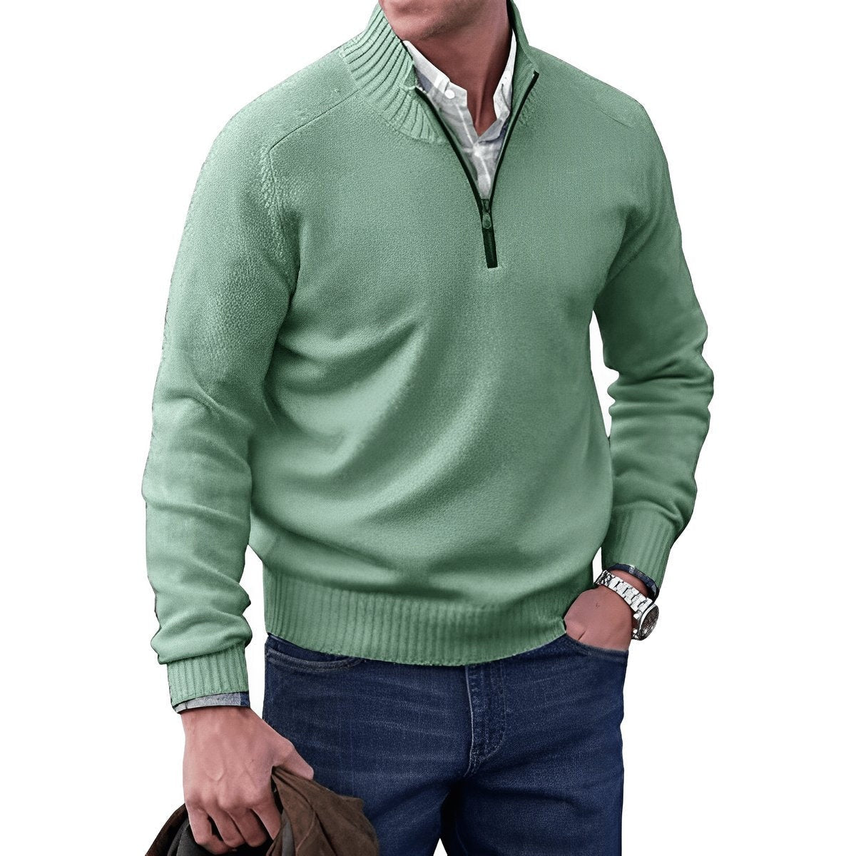 Rubén | Jersey de Punto Cuello Alto Hombre Media Cremallera