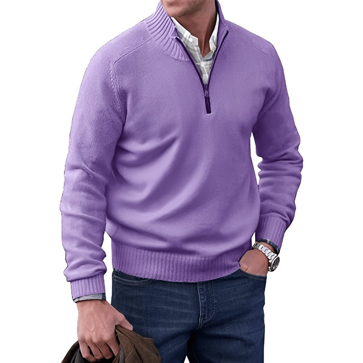 Rubén | Jersey de Punto Cuello Alto Hombre Media Cremallera