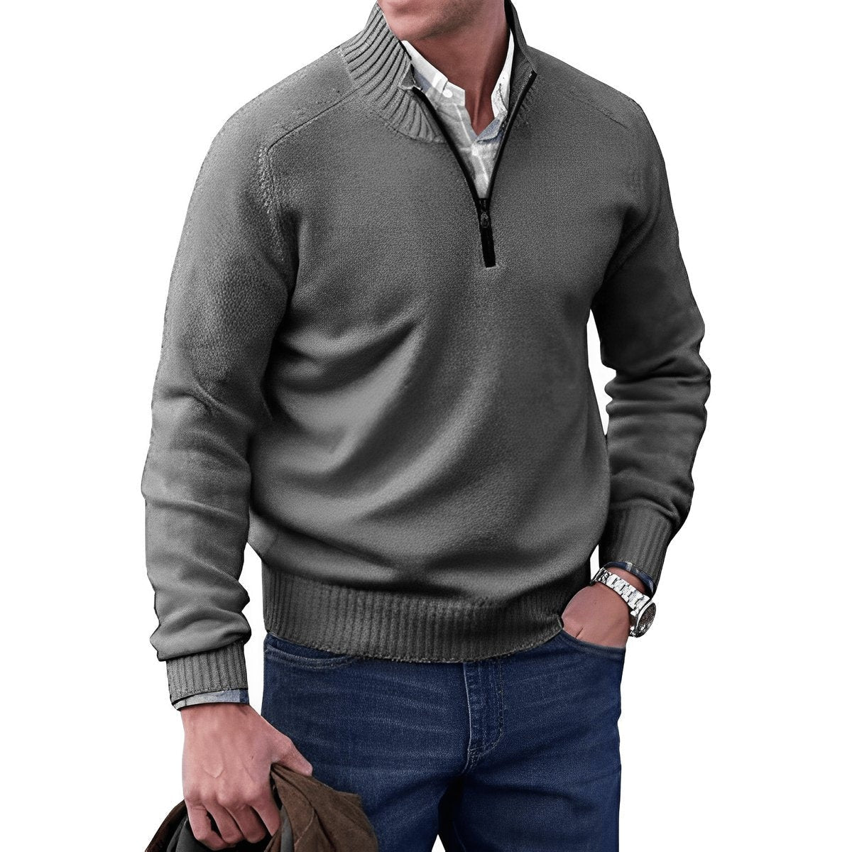 Rubén | Jersey de Punto Cuello Alto Hombre Media Cremallera
