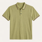 Rubén | Polo de Algodón Manga Corta Hombre Cuello Rayas Contraste
