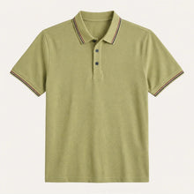 Rubén | Polo de Algodón Manga Corta Hombre Cuello Rayas Contraste