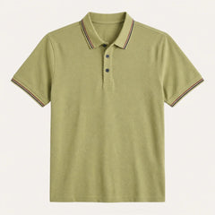 Rubén | Polo de Algodón Manga Corta Hombre Cuello Rayas Contraste
