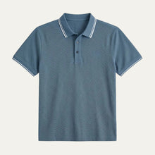 Rubén | Polo de Algodón Manga Corta Hombre Cuello Rayas Contraste
