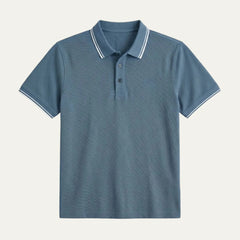 Rubén | Polo de Algodón Manga Corta Hombre Cuello Rayas Contraste