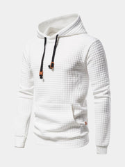 Rubén | Sudadera con Capucha Hombre Textura Cuadros Bolsillo Canguro