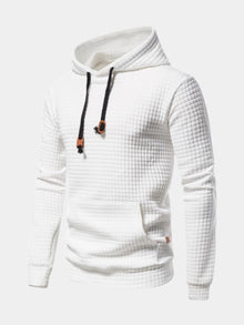 Rubén | Sudadera con Capucha Hombre Textura Cuadros Bolsillo Canguro