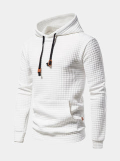 Rubén | Sudadera con Capucha Hombre Textura Cuadros Bolsillo Canguro