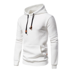 Rubén | Sudadera con Capucha Hombre Textura Cuadros Bolsillo Canguro
