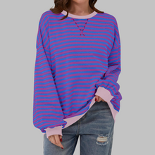 Rubén | Sudadera de Rayas Mujer Manga Larga Cuello Redondo Oversize