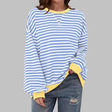 Rubén | Sudadera de Rayas Mujer Manga Larga Cuello Redondo Oversize