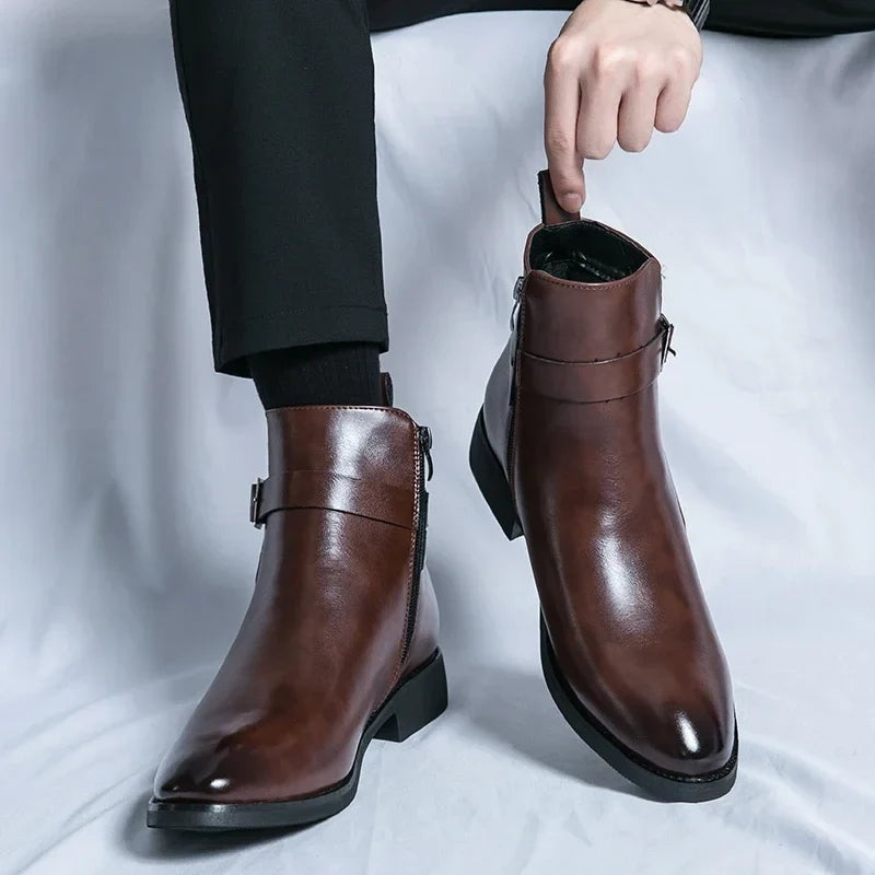 Sergio | Botines Chelsea de Cuero Hombre Cremallera Lateral